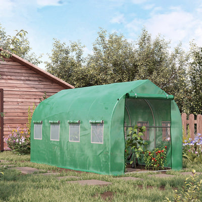 Walk-In Greenhouse for Protecting Plants from Rain and Wind with Easy Access Green Outsunny