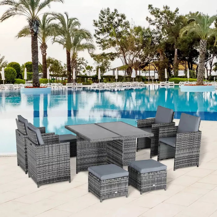 9PC Rattan Dining Cube Set