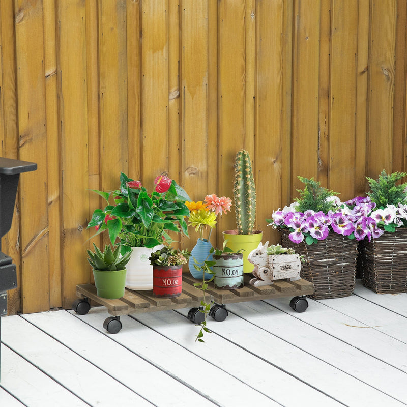 Plant Stand with Wheels (2 Pack) Outsunny