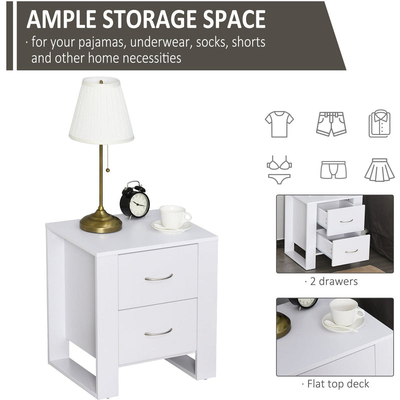 2 Drawer Bedside Table, Elevated Base