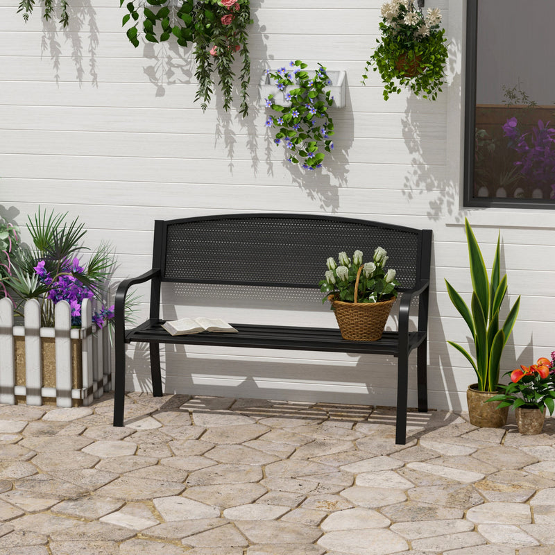 Metal Outdoor Bench Outsunny