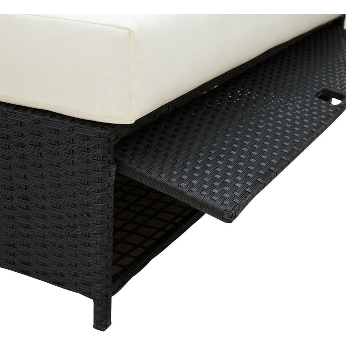 2 Seater Rattan Daybed Outdoor, Black