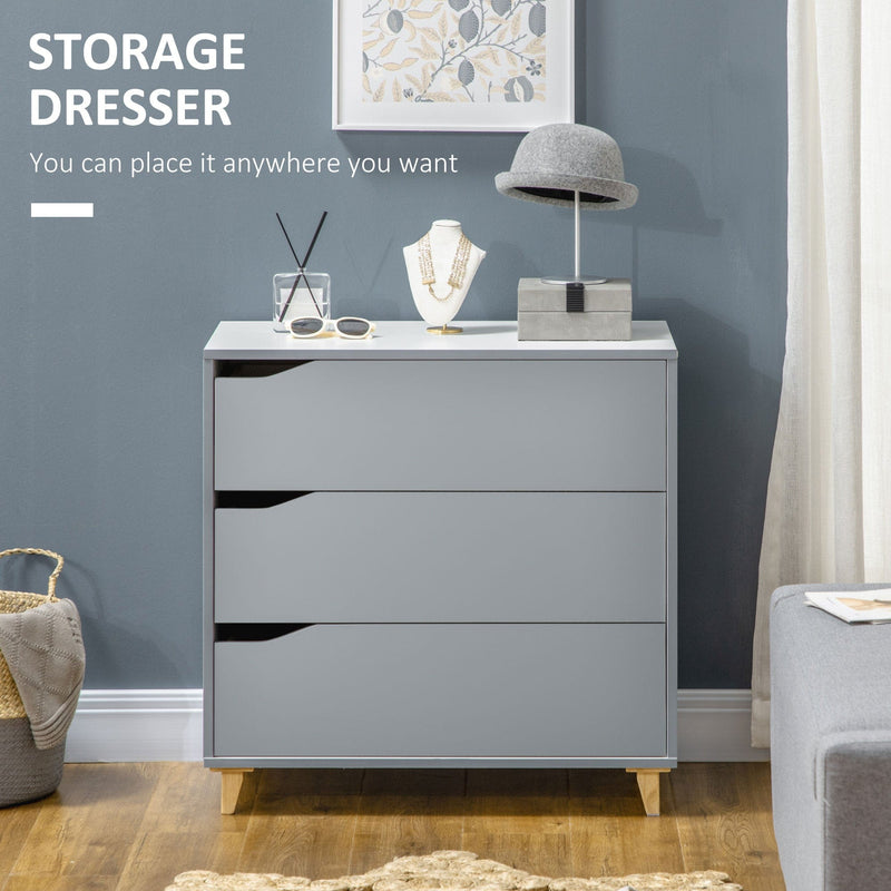 3 Drawer Bedroom Chest, Grey