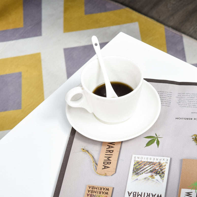 Modern Coffee Table With Storage Shelf and Drawers - White