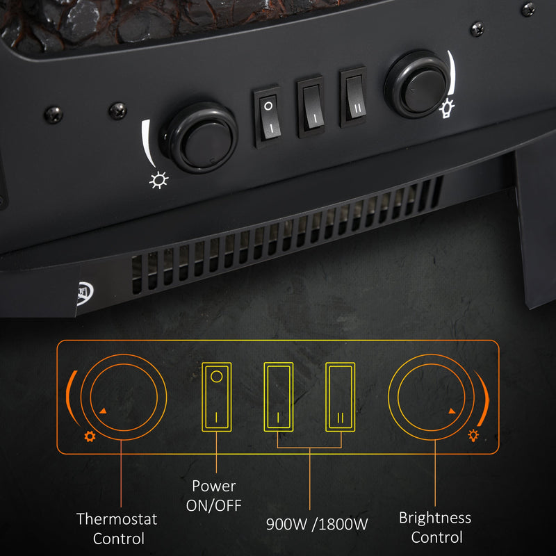 1800W Portable Fireplace Heater, Black