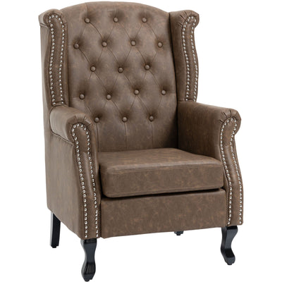 Wingback Accent Chair, Chesterfield, Brown Homcom