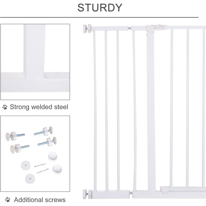 Pressure Fit Pet Safety Gate, Metal Fence, 72-107cm, White