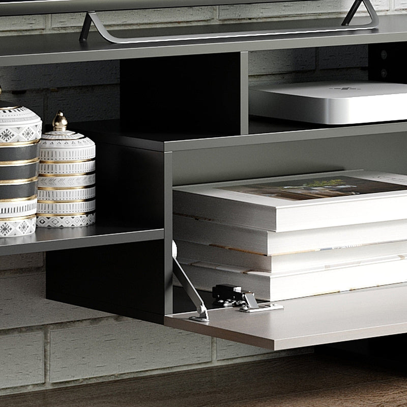 Black & Brown TV Cabinet, Wall Shelf for 65" TVs