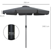 2.7m Large Outdoor Garden Umbrella - Black Outsunny