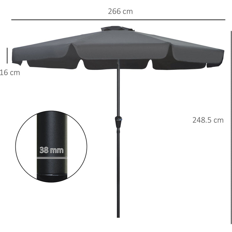 2.7m Large Outdoor Garden Umbrella - Black Outsunny