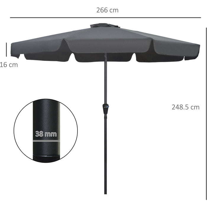 2.7m Large Outdoor Garden Umbrella - Black