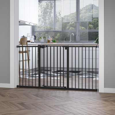 Retractable Pet Safety Gate - Black, 76.2x152.3cm Pawhut
