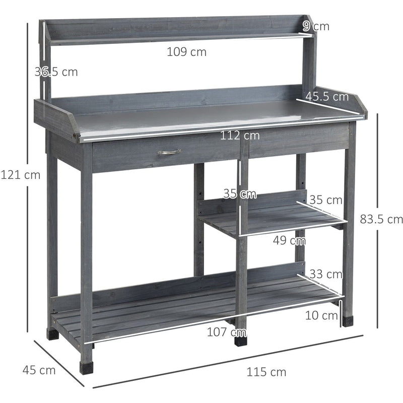 Outdoor Garden Potting Bench With Storage Outsunny