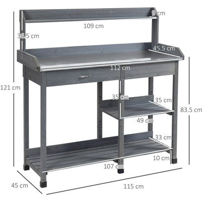 Outdoor Garden Potting Bench With Storage Outsunny