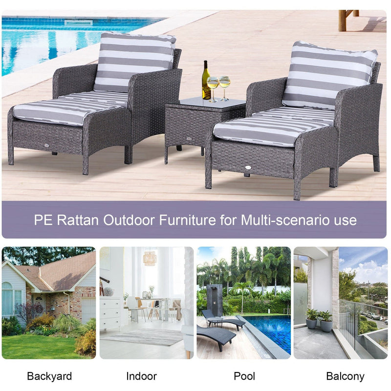 Rattan Garden Lounge Set with Glass Table & Cushions