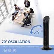 Black 30" Oscillating Tower Fan: 3 Speeds, Ultra Slim Homcom