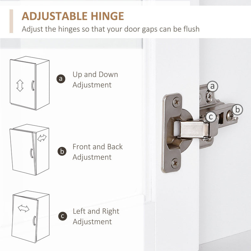 Kitchen Sideboard, Glass Doors, White, L80 x W37 x H183cm
