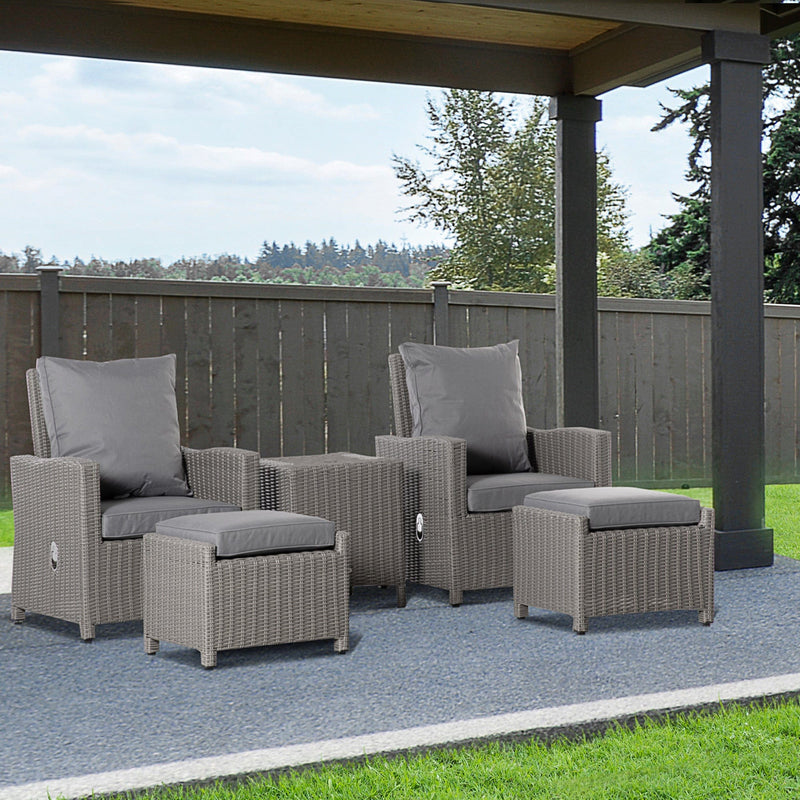 Reclining Rattan Garden Chairs With Drinks Cooler Table
