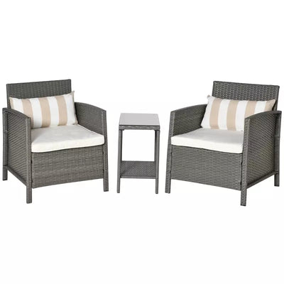 Rattan Garden Bistro Set With Comfy Armchairs Outsunny