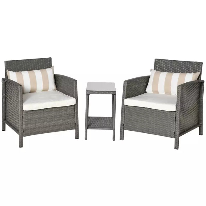 Rattan Garden Bistro Set With Comfy Armchairs