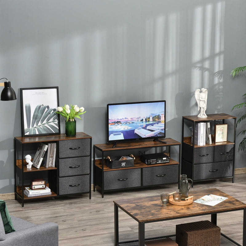 Black 3 Drawer Dresser With 2 Shelves