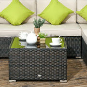 8pc Brown Rattan Corner Sofa Set with Table & Cushions Outsunny