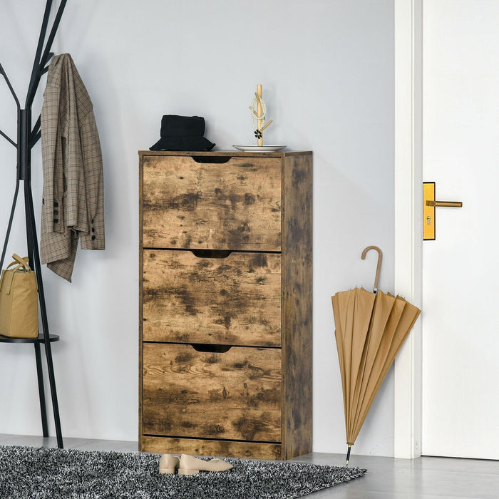 Rustic Shoe Cabinet With Doors, Holds 12-18 Pairs