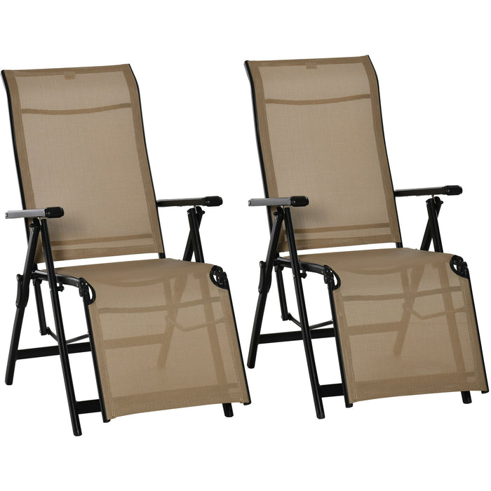 Set of 2 Foldable Reclining Sun Lounger