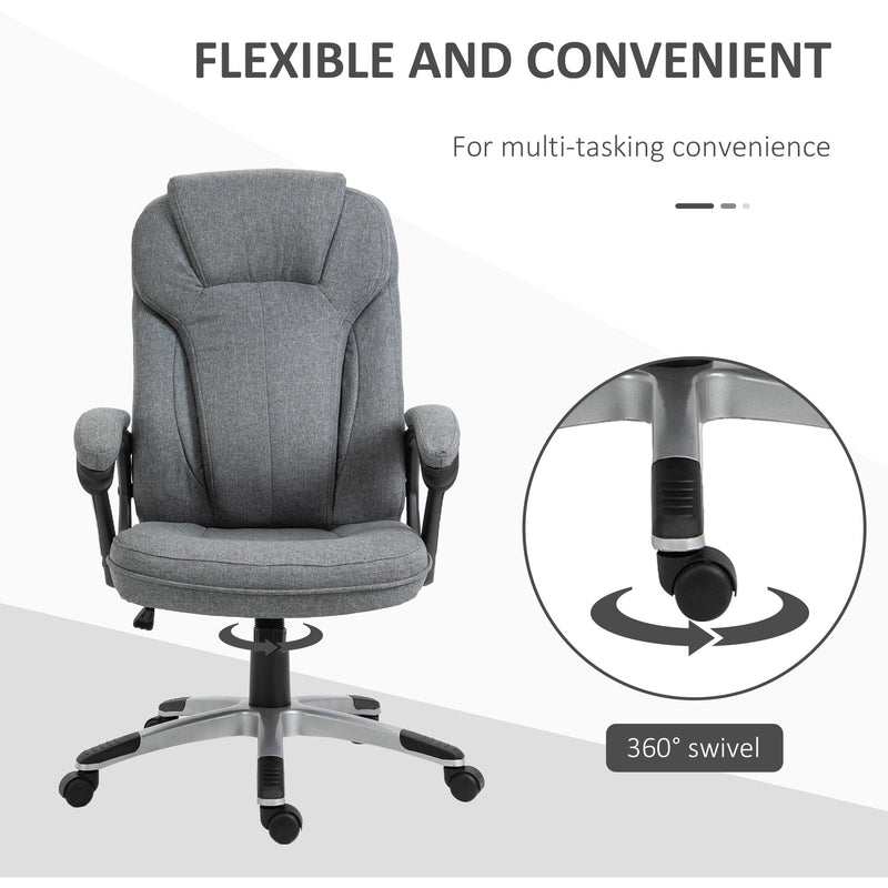 Grey Linen Fabric Office Chair