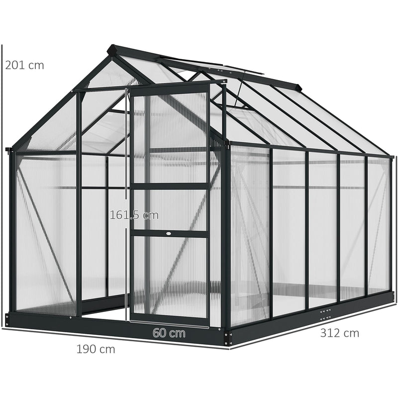 Walk In Greenhouse, Sliding Door, Polycarbonate, 6x10ft