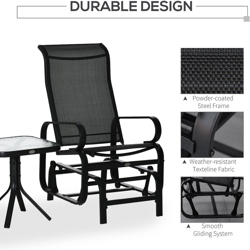 3-PC Outdoor Gliding Rocking Chair Set with Tea Table