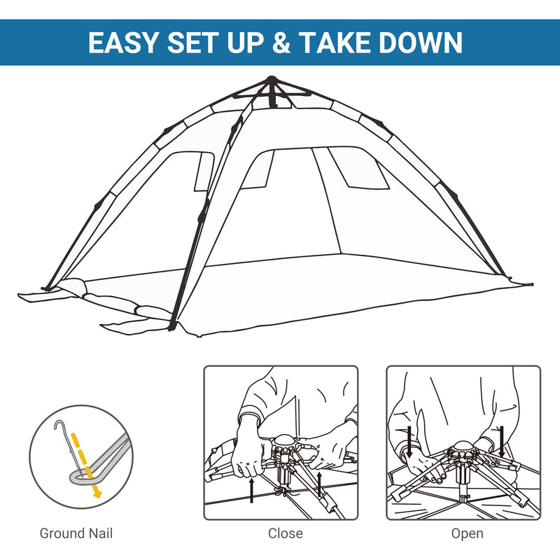 Pop Up Beach Tent for Quick Sun Shelter with Built In Floor and Carry Bag Sky Blue Outsunny