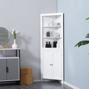 kleankin Triangle Bathroom Cabinet, Corner Bathroom Storage Unit with Cupboard and 3-Tier Shelves, Free Standing, White Kleankin
