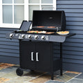 4 Burner Gas BBQ With Side Burner, Trolley with Storage Outsunny