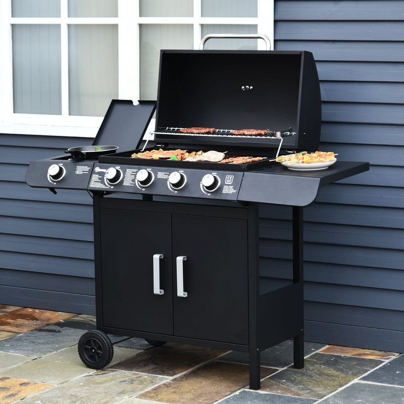 4 Burner Gas BBQ With Side Burner, Trolley with Storage