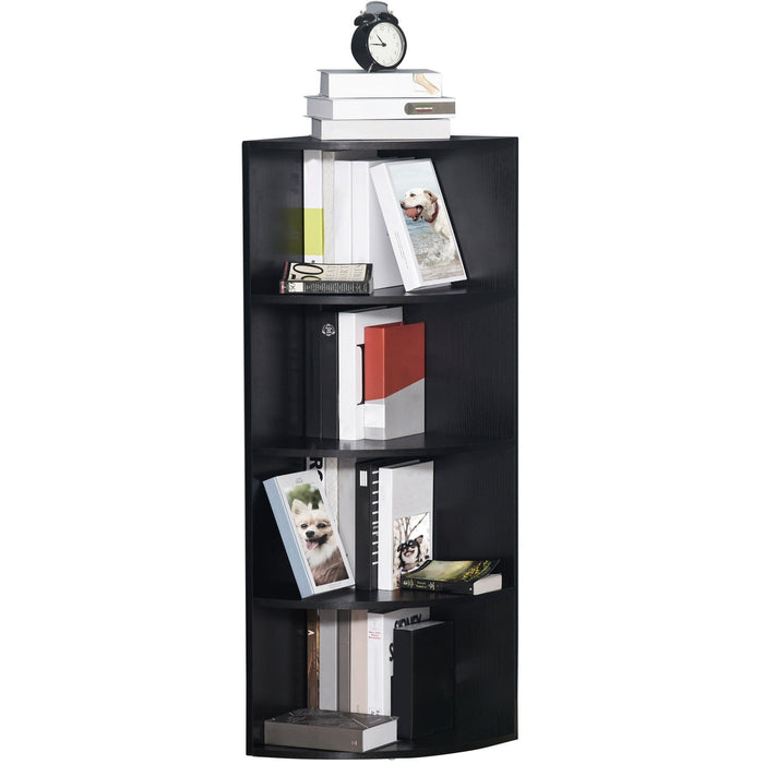 Wood Corner Shelf, 4-Tier Freestanding Bookshelf