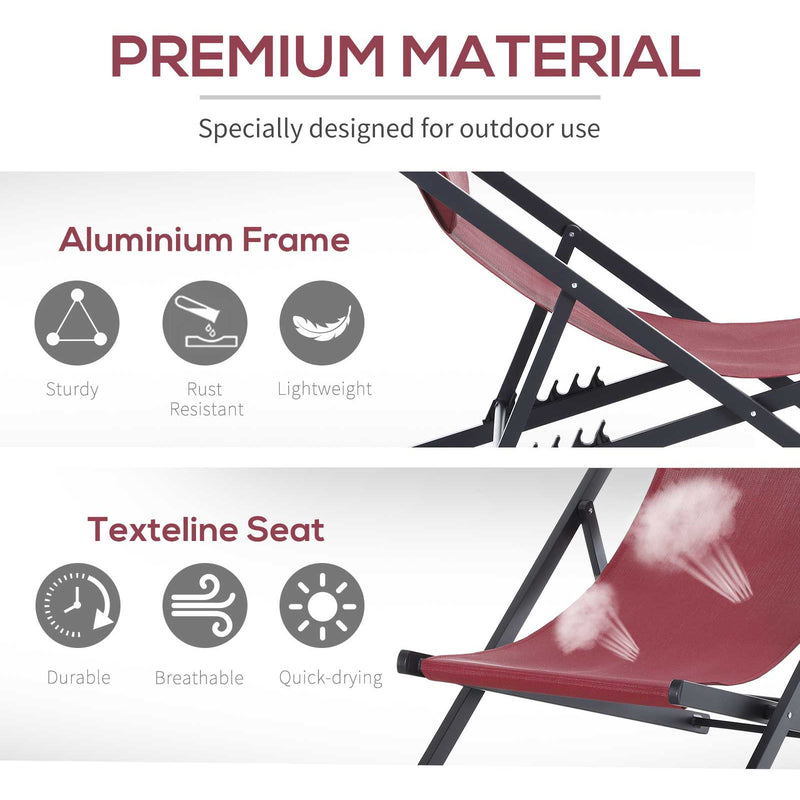 Folding Wooden Deck Chairs, Set of 2