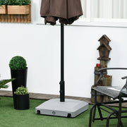 Outsunny Garden Parasol Base Holder, 24kg Water or 30kg Sand Filled, Outdoor Market Umbrella Stand Weight with Wheels and Brakes, Grey Outsunny