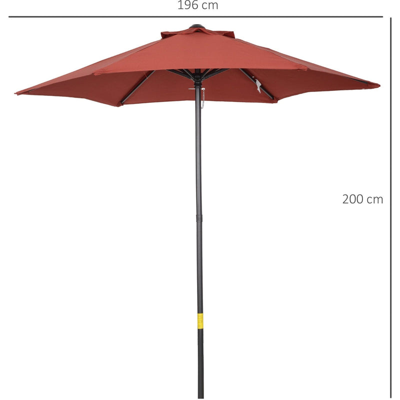 2m Outdoor Patio Parasol - Sun Shade, 6 Ribs Outsunny