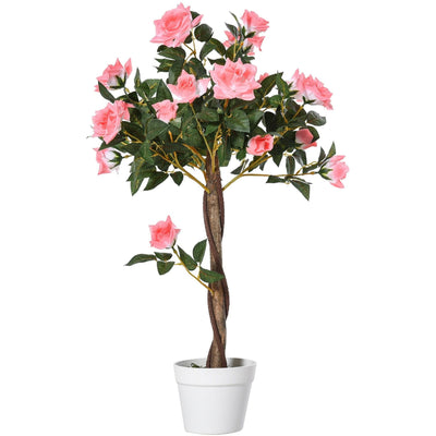 90cm Artificial Rose Tree, 21 Flowers, Indoor/Outdoor Décor Homcom