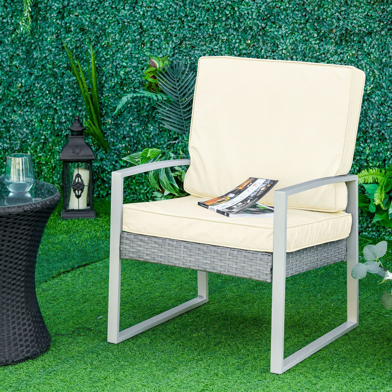 Outsunny Set of 2 Garden Seat and Back Cushion Set, Replacement Cushions for Outdoor Furniture with Seat Cushion and Back Cushion, Cream White Outsunny