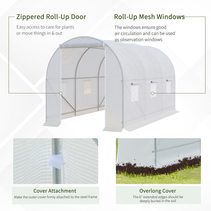 Large Tunnel Greenhouse, Steel Frame, Walk-in, 3.5x2x2m