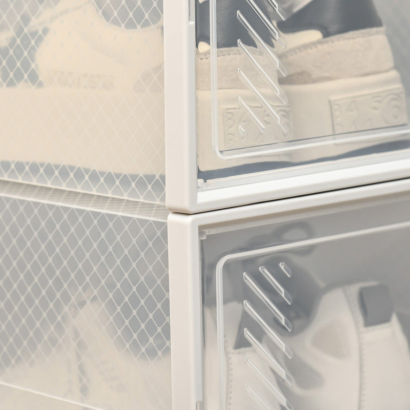 Portable Shoe Storage Cabinet, Clear/White
