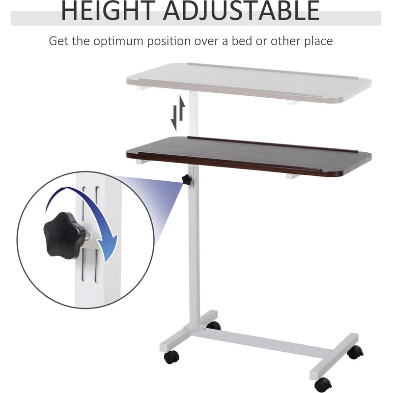 Adjustable Overbed Chair Table with Lockable Castors