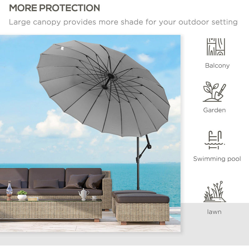 3m Shanghai Cantilever Parasol - Crank Handle, 18 Ribs